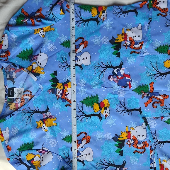 Christmas, Winter, Holiday, Disney Winnie The Pooh And Rudolph Nurse Scrubs Sz M - Picture 3 of 5